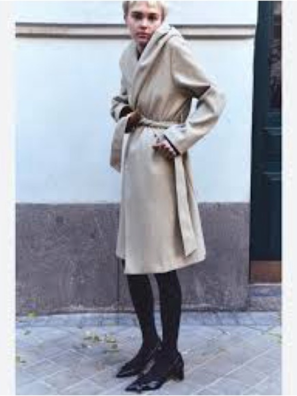 Zara Cream Belted Trench Coat with Hood